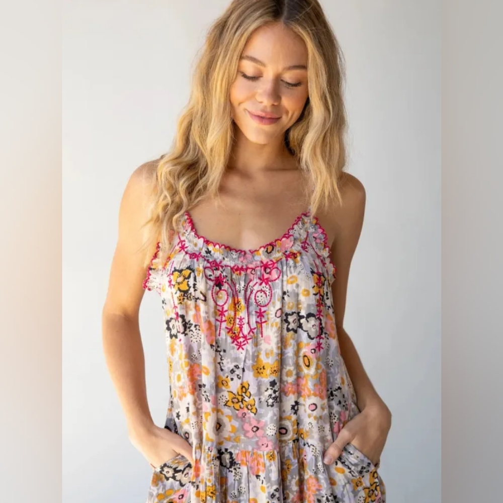 Natural Life Harley Midi Sundress Embroidery Floral L - XL - Picture 2 of 10
